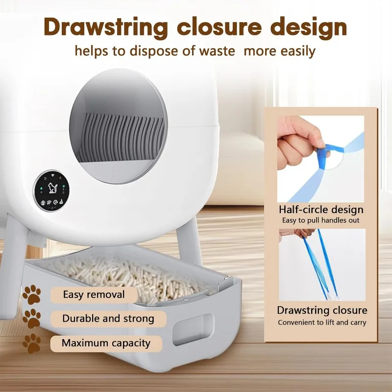 Revestimientos para caja de arena extragrandes de 40 unidades, bolsas para receptáculos de residuos de arena para gatos para caja de arena para gatos autolimpiante Fumoi y Fsitego - imagen 3