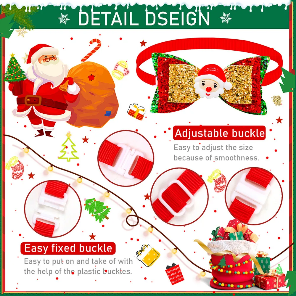 Accesorios navideños brillantes para perros pequeños, corbatas para perros pequeños, Collar de pajarita para perros pequeños, 50 piezas - imagen 4