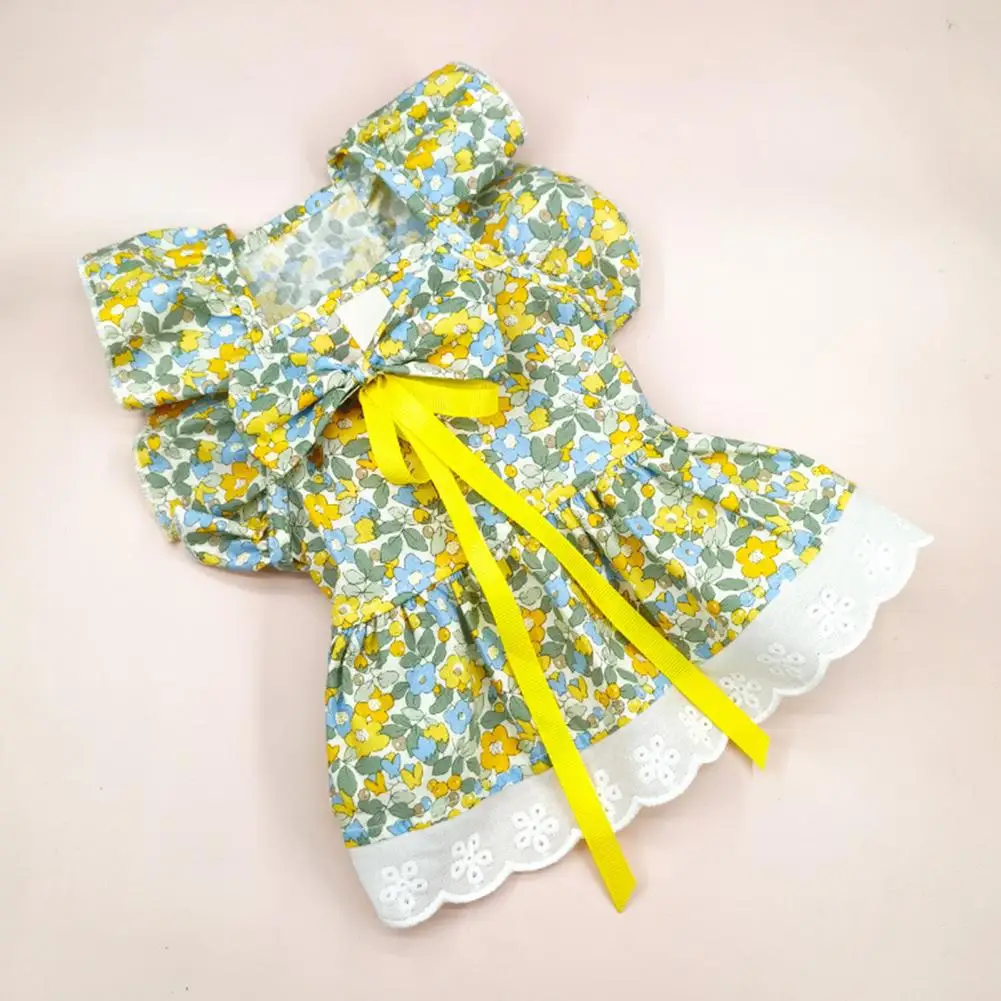 Conjunto de vestido de princesa con mangas para mascotas, estampado de flores, incluye tocado, traje de verano para gato y perro, bonito y elegante - imagen 2