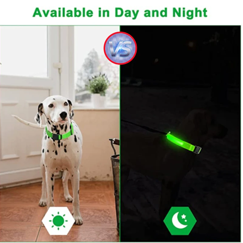 Collar luminoso recargable por USB, Collar de perro brillante Led ajustable para perros grandes y pequeños, Collar de luz nocturna para gatos, Harnes de seguridad para mascotas - imagen 5