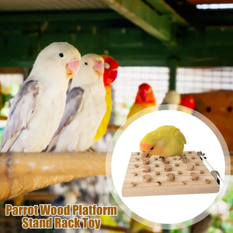 Estante de madera para juguetes de cacatúa, soporte de madera para pájaros, loros, hámster, accesorios, gerbos, ratones, tabla de salto, perchas de ramas para mascotas - imagen 5