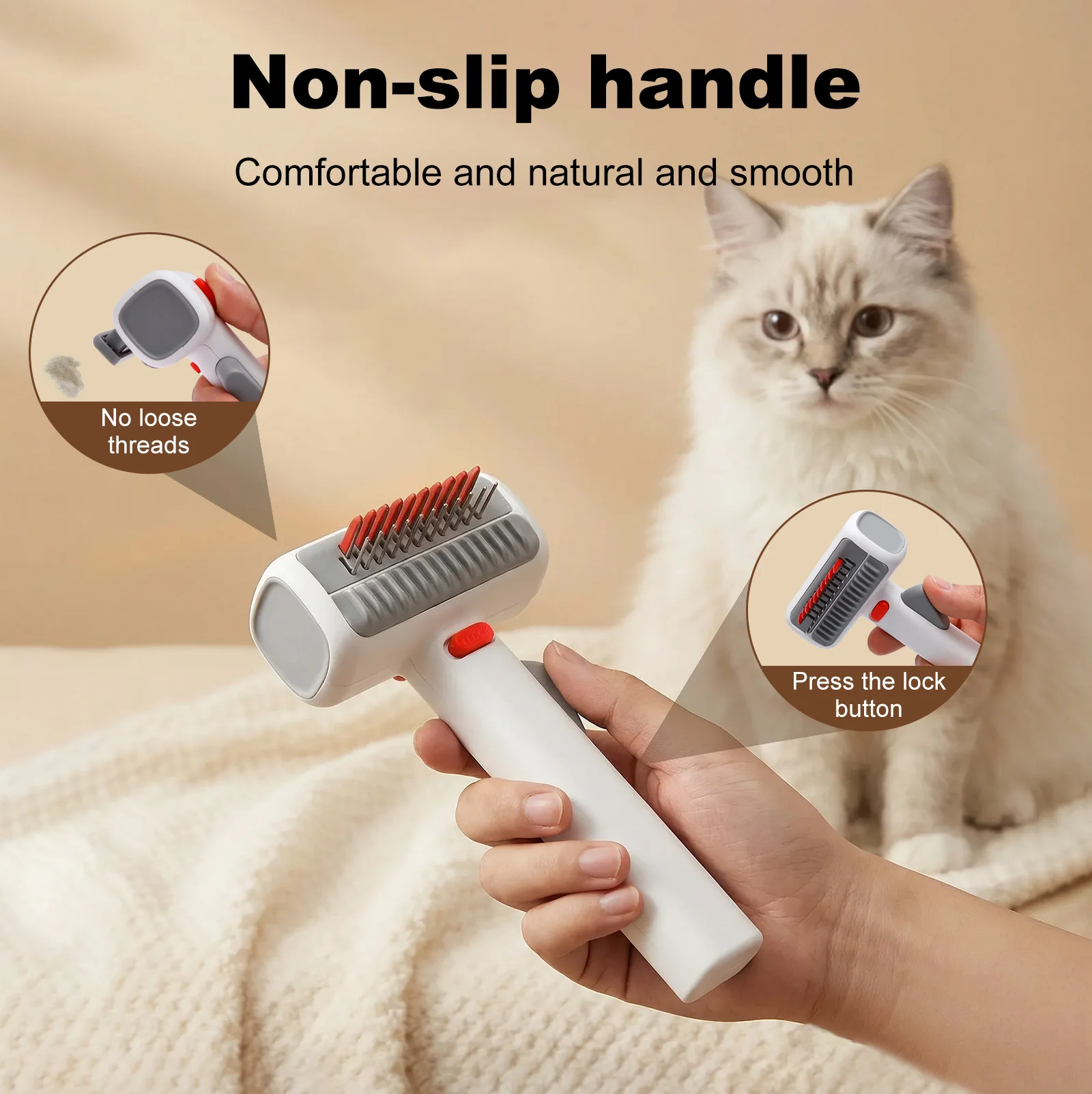 Cepillo quitapelos 2 en 1 para perros y gatos con giro 360 - imagen 2