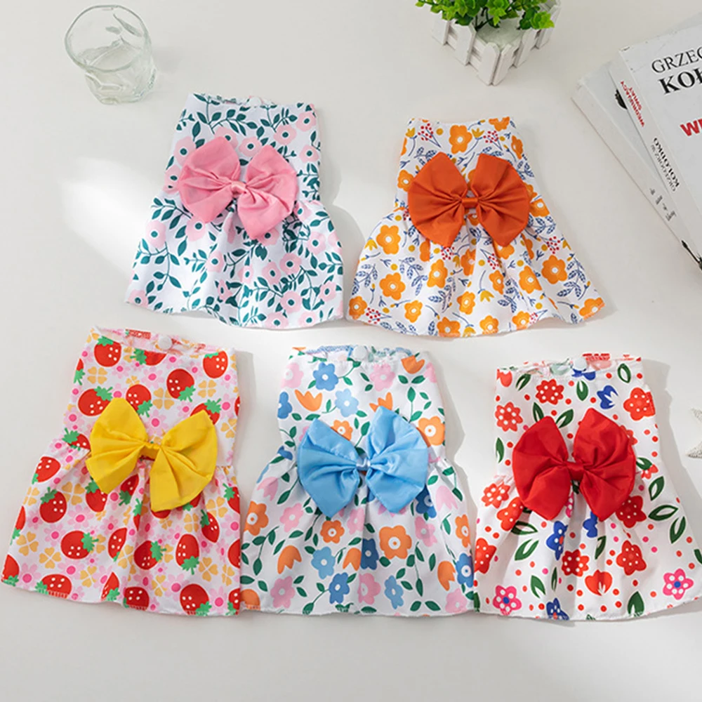 Vestido Floral Para perros y gatos con lazo, falda cómoda y transpirable de verano Para perros pequeños y gatos, Ropa de moda Para mascotas, Ropa Para Gatos