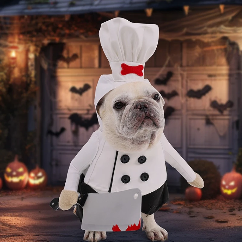 Ropa de Halloween para perros, ropa divertida para perros y gatos, ropa para Chef de transformación, ropa para perros grandes, disfraz creativo bonito para cachorros y gatitos - imagen 3