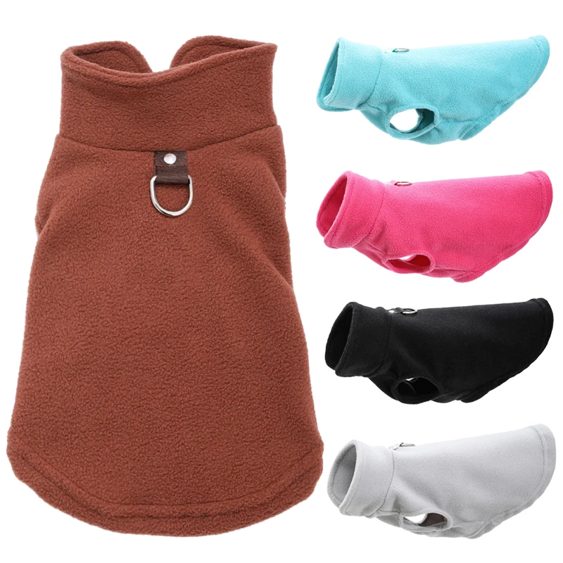 Ropa cálida de lana para perros pequeños y medianos, chaqueta de otoño e invierno para gatos, chaleco para cachorros, jersey con anillo en D, trajes para mascotas Chihuahua Pug - imagen 3