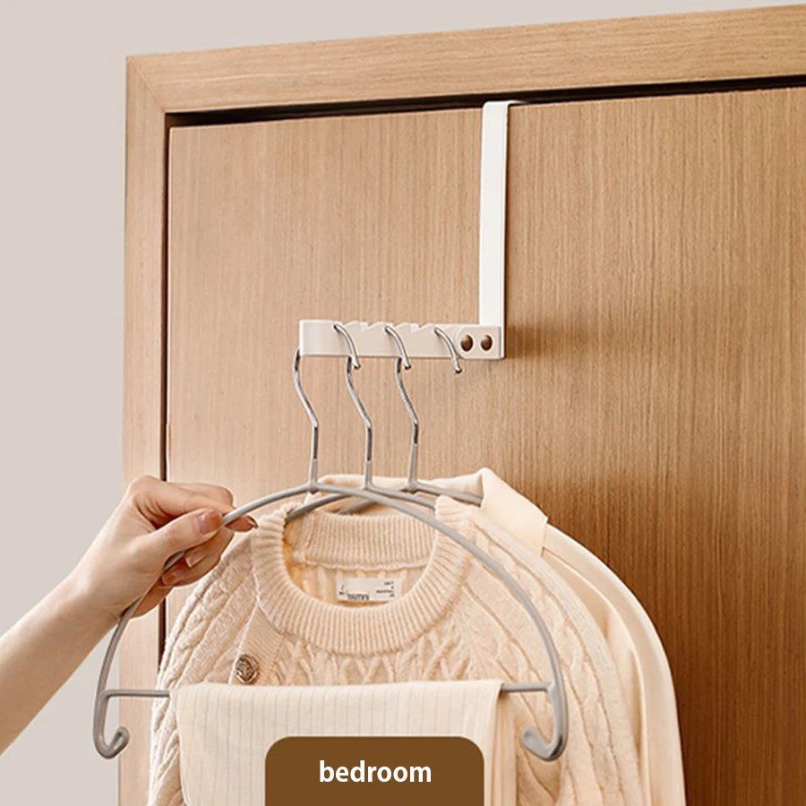 Perchero con ganchos plegables para encima de la puerta, estante creativo para secado de lavandería, ahorro de espacio, a prueba de herrumbre, organizador de puerta con 6 ranuras para apartamento - imagen 2