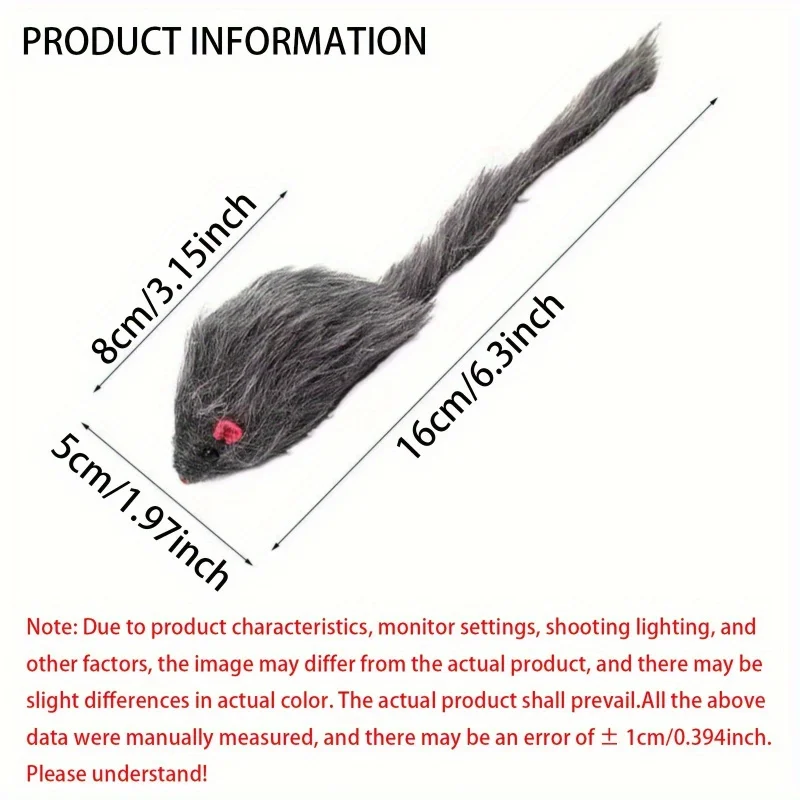 Ratones de peluche de 3 a 100 Uds., ratones falsos interactivos adecuados para gatos, campana integrada y sonido seguro, juguetes para gatos pequeños - imagen 5