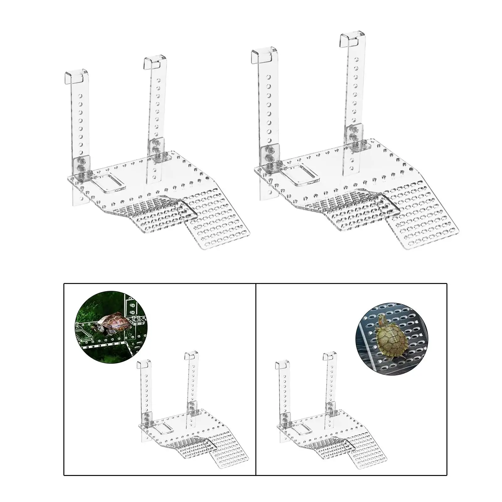 Acrylic Turtle Basking Platform Reptile Tank Ladder Turtle Ramp Climbing Shelf for Frog