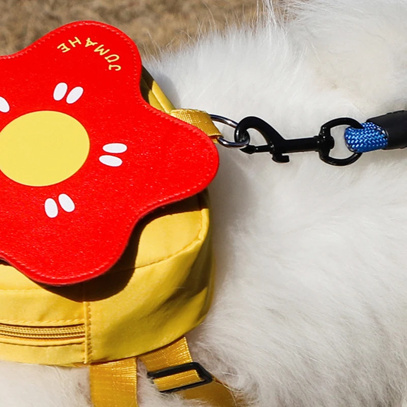 Arnés para mascotas para caminar con bolsa de aperitivos para perros pequeños y medianos, mochila auto a la moda para cachorros, accesorios de transporte para perros Samoye Pug mascotas - imagen 5