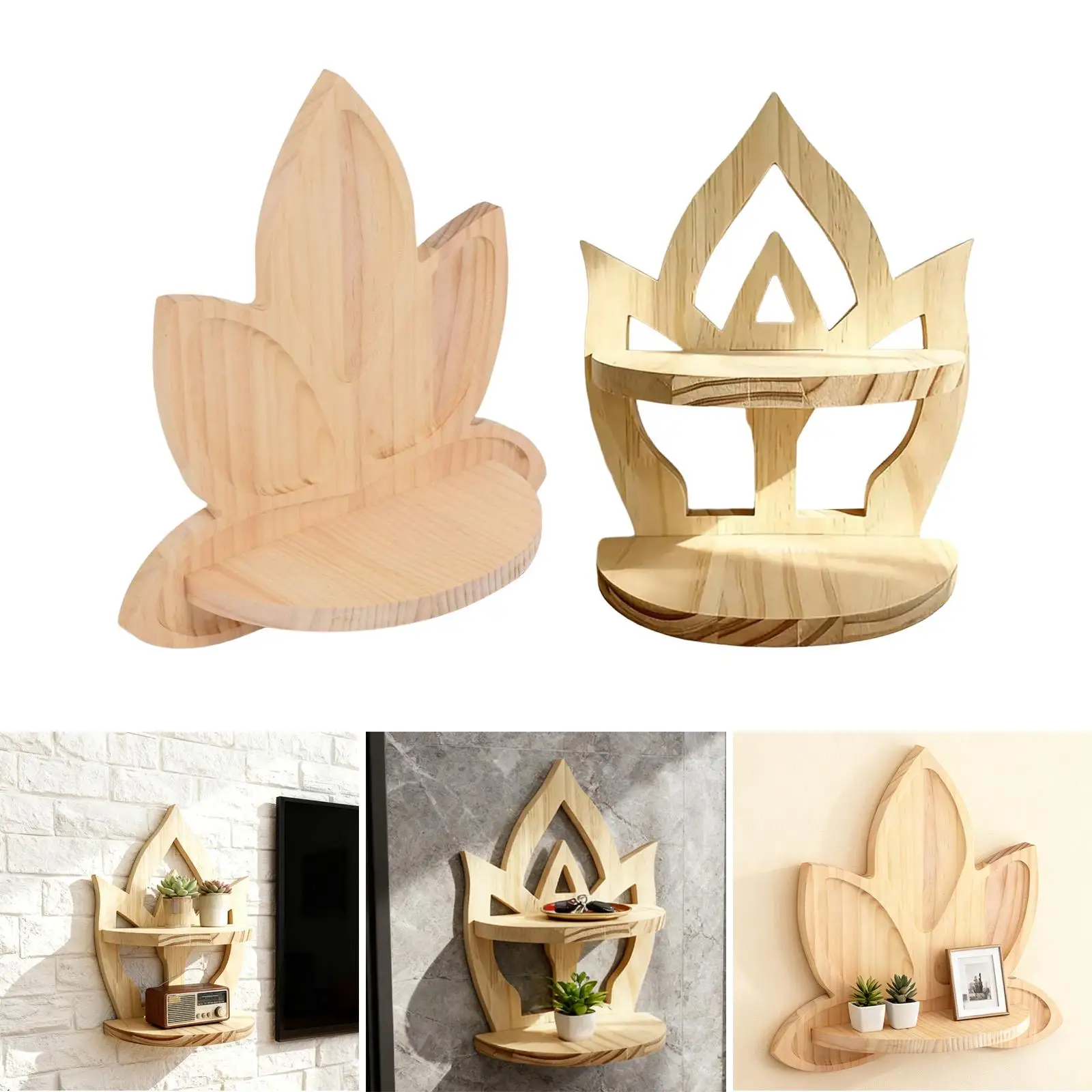 Estante flotante, estante de pared de madera bohemio decorativo, estante organizador de exhibición de pared