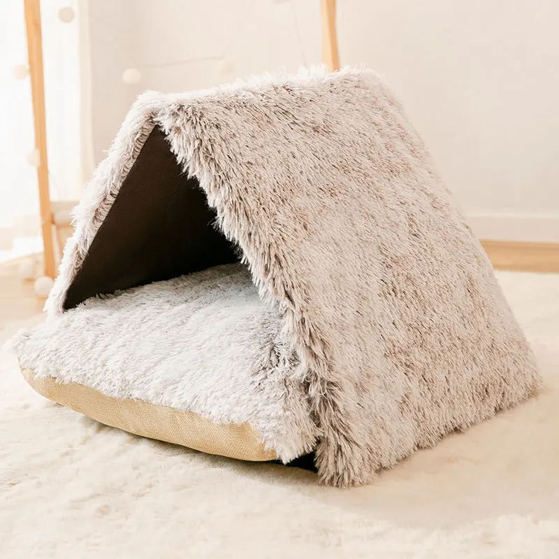 Casa de nieve triangular cerrada para gatos, perrera pequeña y mediana General para las cuatro estaciones, tienda de campaña para mascotas, camas para perros, Invierno - imagen 4