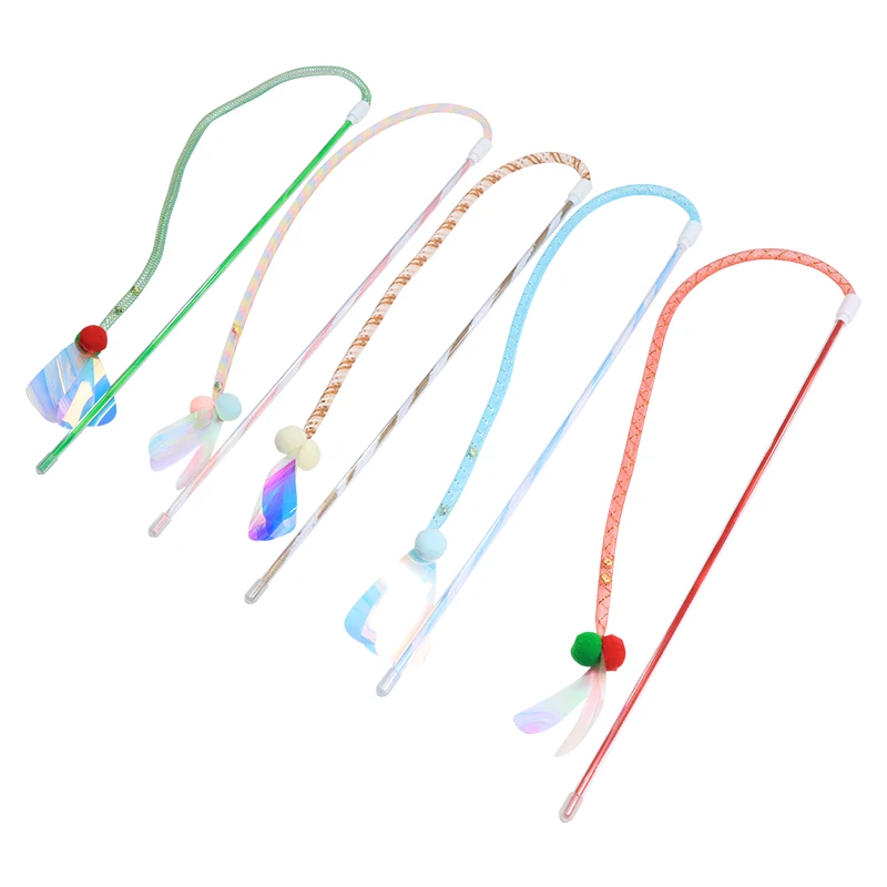 Manguera de colores para gatos, palo de burlas con campana integrada, lentejuelas láser externas, juego interactivo, suministros para mascotas - imagen 3