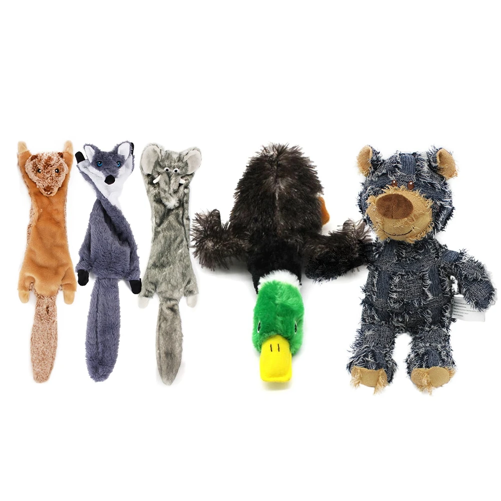 5 unids/set divertido Animal simulado sin relleno juguete para perros chirriantes de peluche duradero juguete para masticar para perros juguetes chirriantes para mascotas - imagen 5