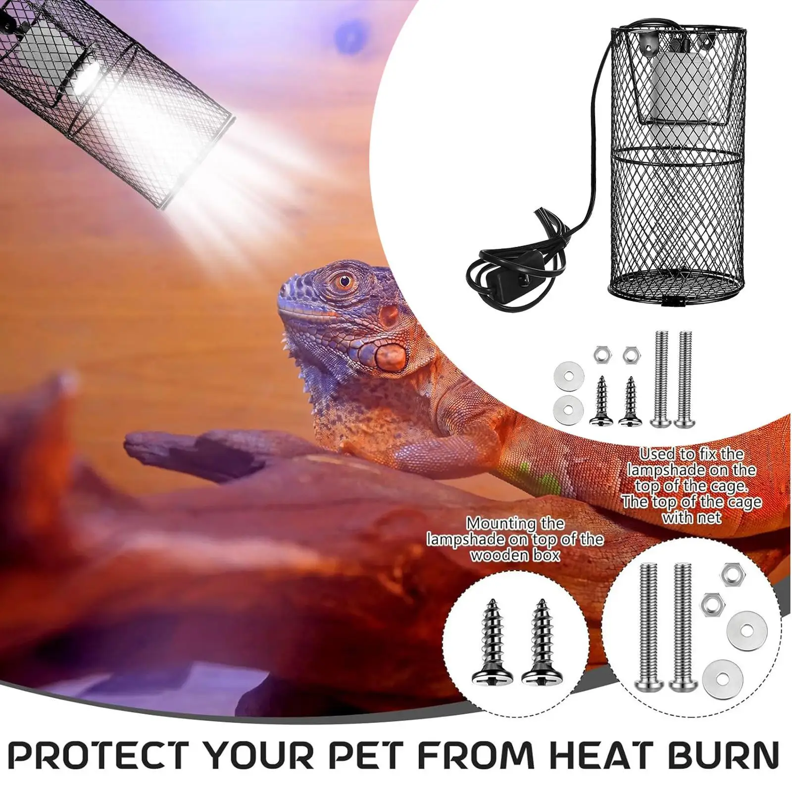 Reptile Light Fixture Multifunction Tortoise Heat Lamp for Tortoise Reptiles