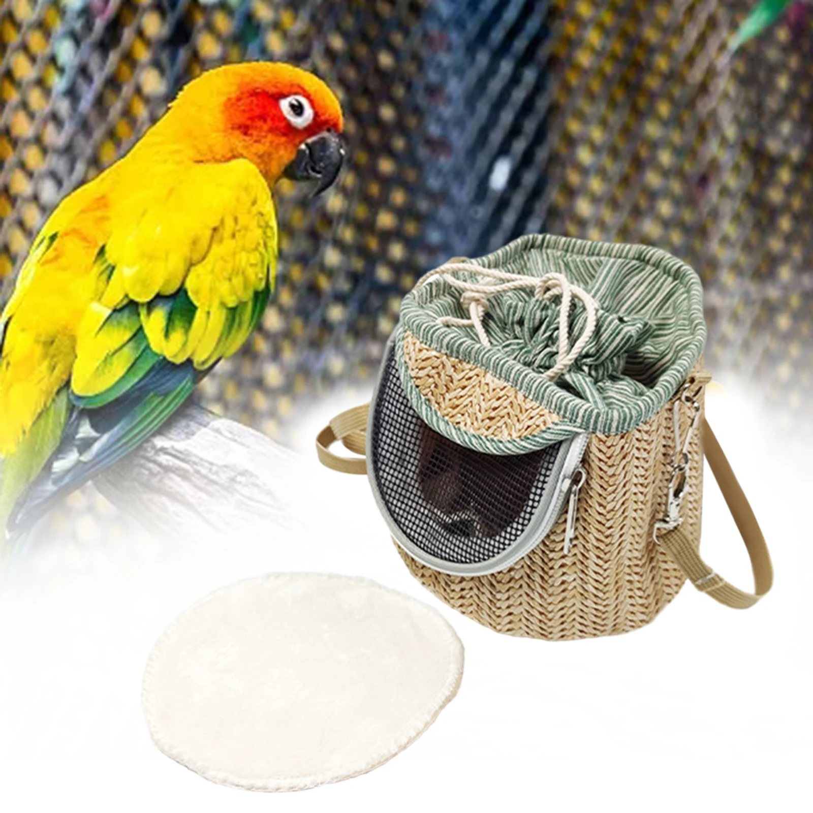 Portabidones portátil para mascotas, jaula de transporte para loros, accesorios para pájaros al aire libre, jaula para conejillos de indias, bolsa de viaje - imagen 2