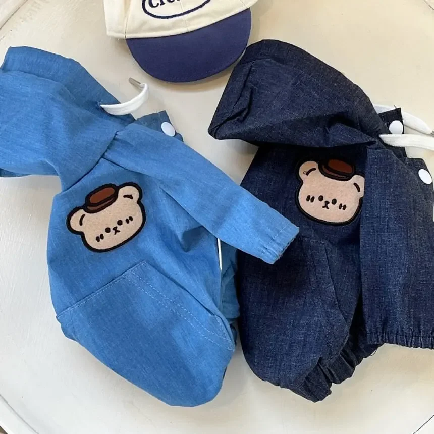 Sudadera con capucha de vaquero con hebilla para mascotas, abrigo de Yorkshire, oso de peluche, ropa para perros pequeños, gato, Otoño e Invierno