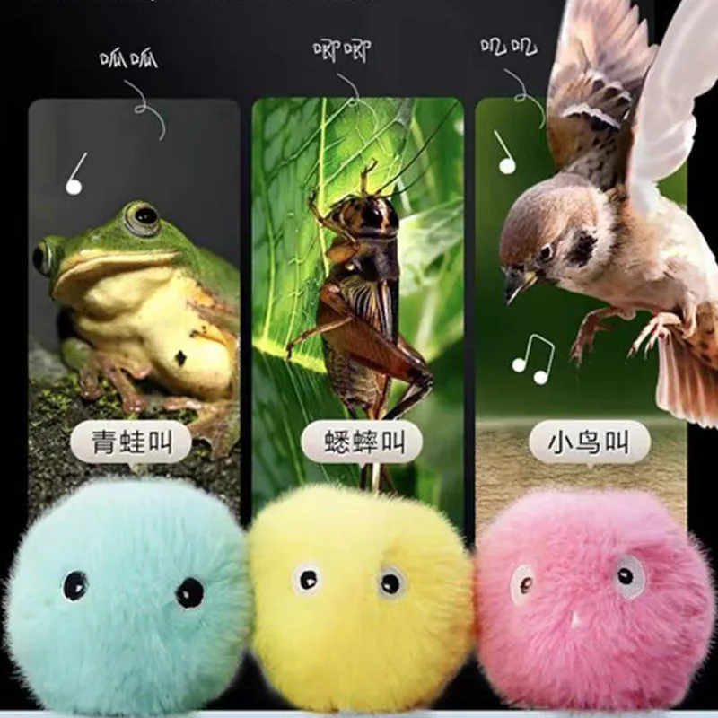 Pelota interactiva, juguetes inteligentes para gatos, juguetes de entrenamiento eléctricos de felpa con hierba gatera, producto para mascotas con sonido táctil, pelota de juguete con chirrido - imagen 3