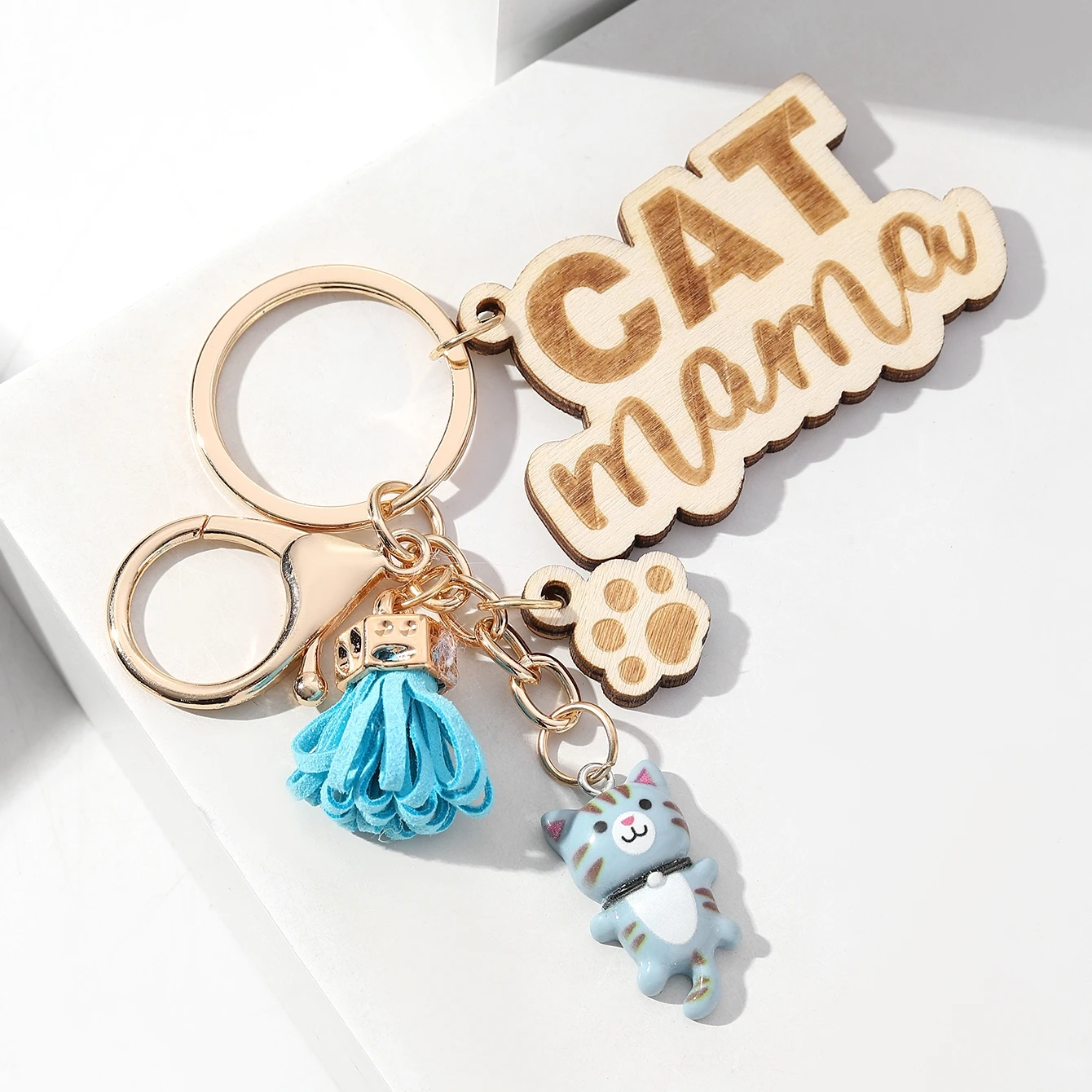 LLavero de gatito bonito, colgante de Pata de Gato con borlas, accesorios de moda para bolso, 1 unidad - imagen 4