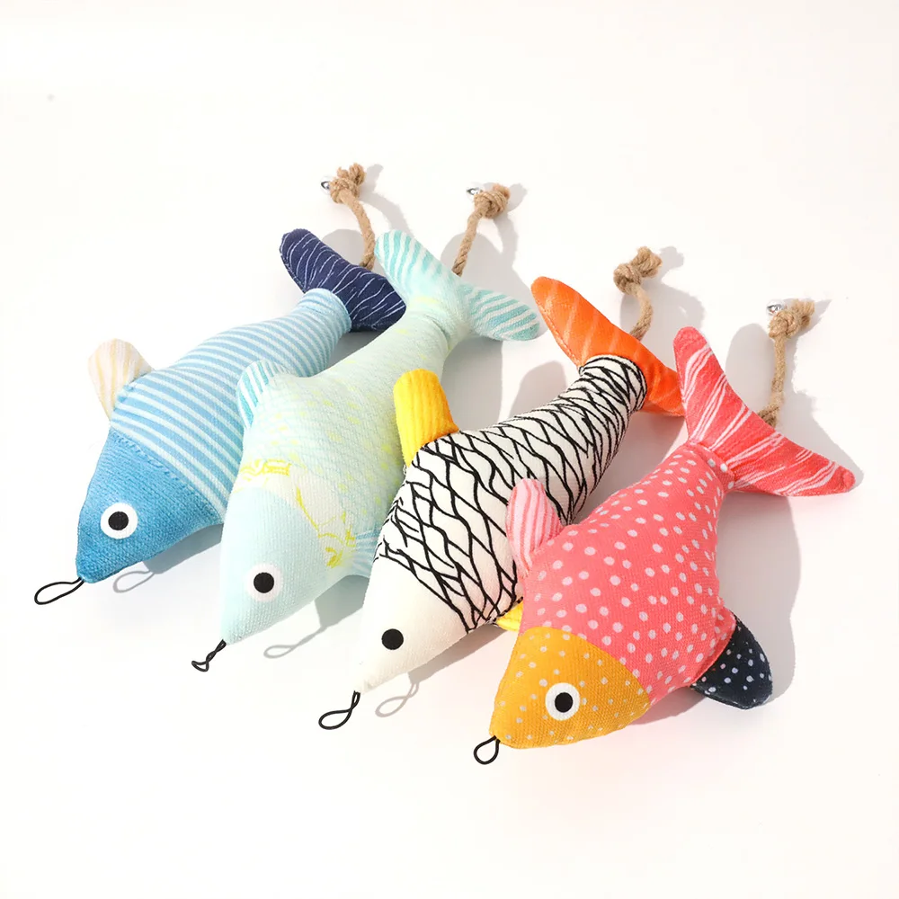 Juguete de pez con hierba gatera colgante, juguete de peluche con campana, autobuicio interactivo para juegos de aburrimiento, juguete molar para la dentición para gatos