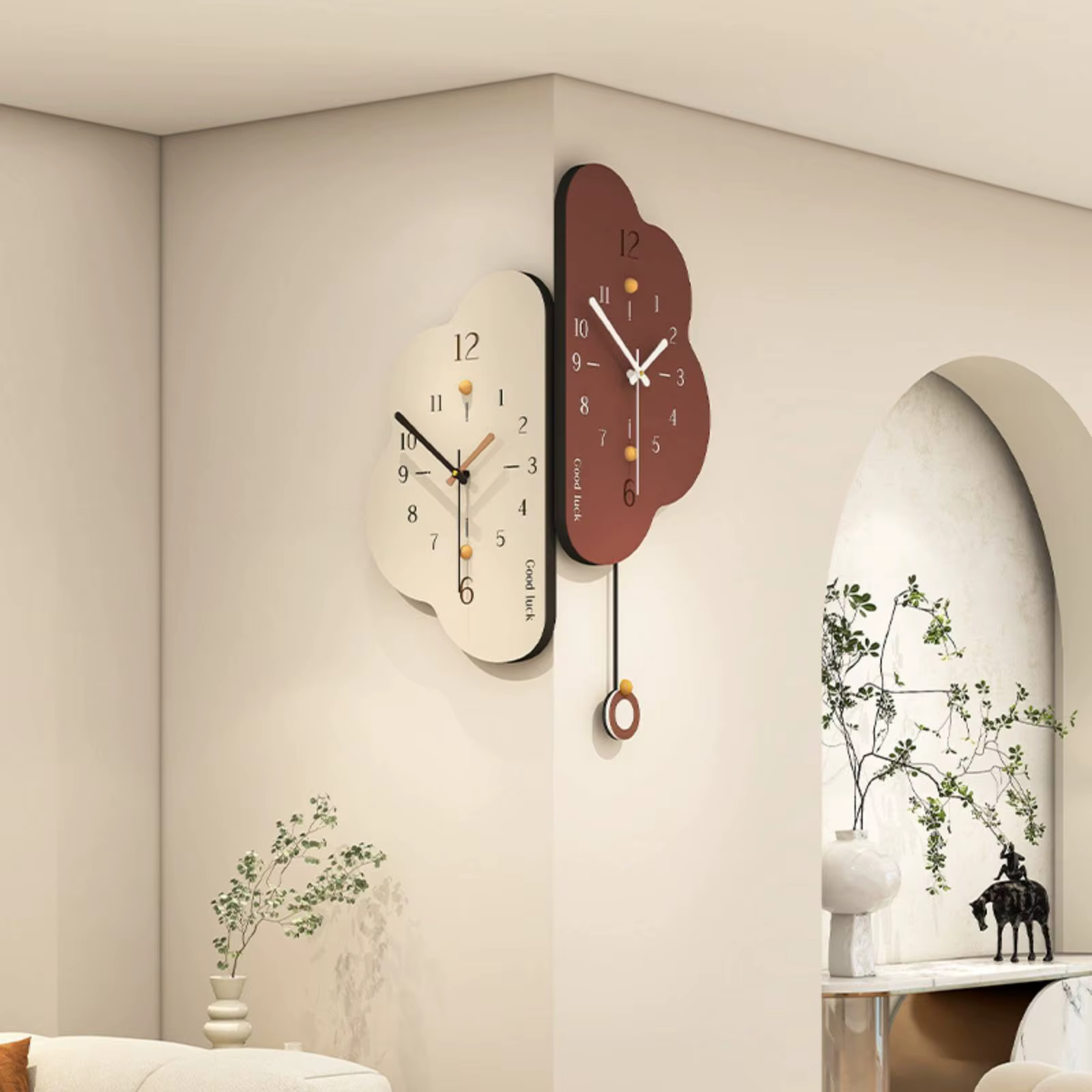 Reloj de pared doble cara silencioso para esquina – decoración funcional - imagen 3