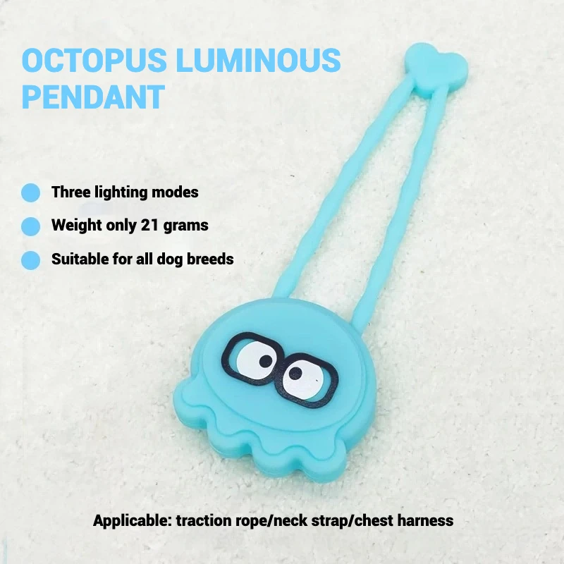 Luz nocturna de pulpo para artefacto para caminar con perros, productos para mascotas, luz LED, colgante iluminado, antipérdida, Collar impermeable - imagen 3