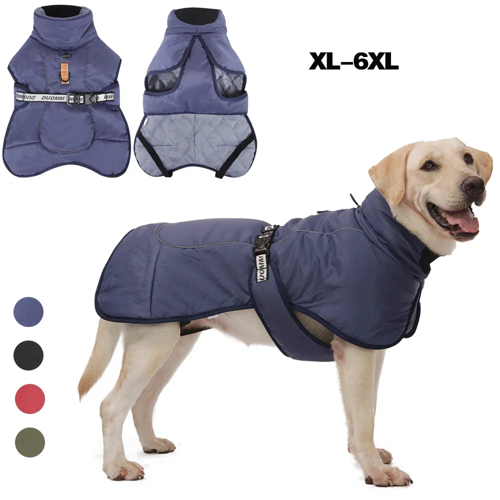 Ropa cálida de invierno para perros medianos y grandes, chaqueta gruesa reflectante a prueba de viento para mascotas, trajes de abrigo de Bulldog Francés Labrador - imagen 2