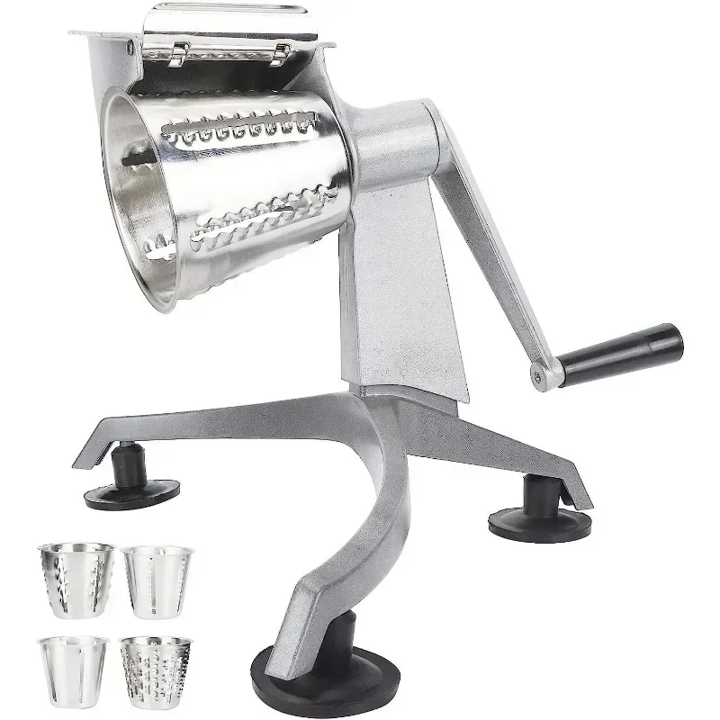 Trituradora de alimentos, cortador de manivela manual multifuncional, rallador de queso y verduras, molinillo de nueces, procesadores de alimentos con 5 hojas de acero inoxidable