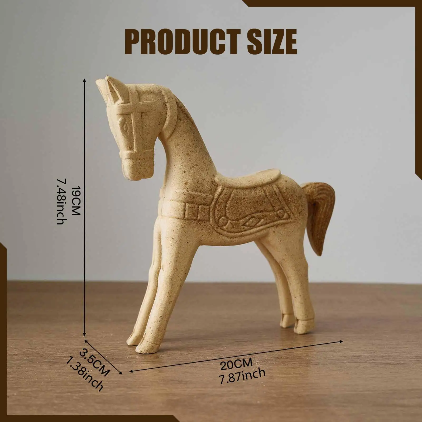 Wooden Horse Statue Blank Animal Figurine Unpainted Craft Decor for Tabletop Dorm Housewarming
