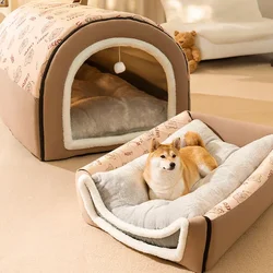 Perrera de invierno para perros, estera cálida para casa de perros, cama lavable desmontable, nido, tienda para dormir profunda para perros medianos y grandes, suministros para perros