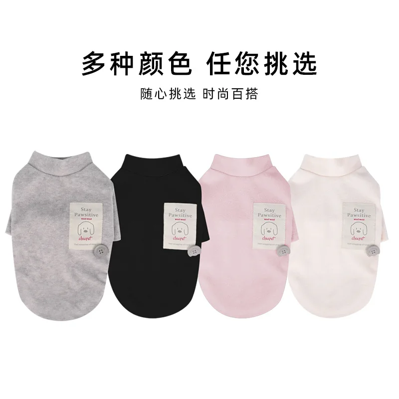 Camisa básica de cuello alto de Color sólido para otoño/invierno, camiseta de invierno de peluche, ropa para perros pequeños con dos patas - imagen 5