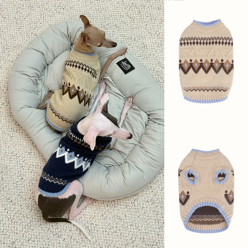Suéter grueso a rayas para perros, Otoño Invierno, suéter Fair Isle para perros, chaleco tejido para mascotas, jersey para mascotas, prendas de punto, ropa cálida para perros