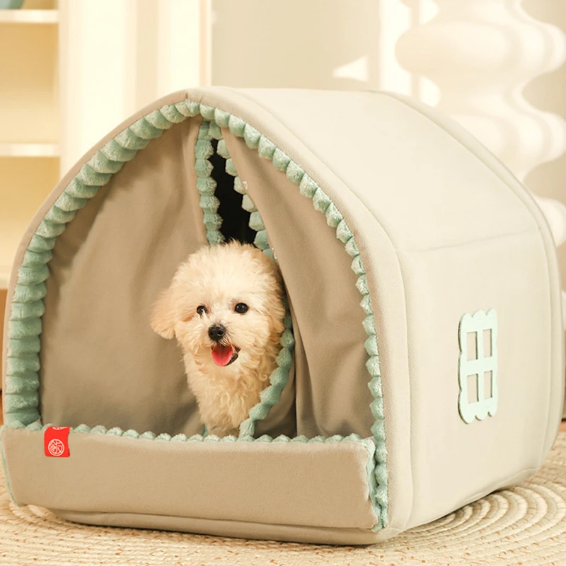 HOOPET-casa cerrada para perros, nido a prueba de viento para perros y gatos con cortina de puerta, tienda portátil para gatos al aire libre, Villa para perros, perrera para dormir - imagen 3