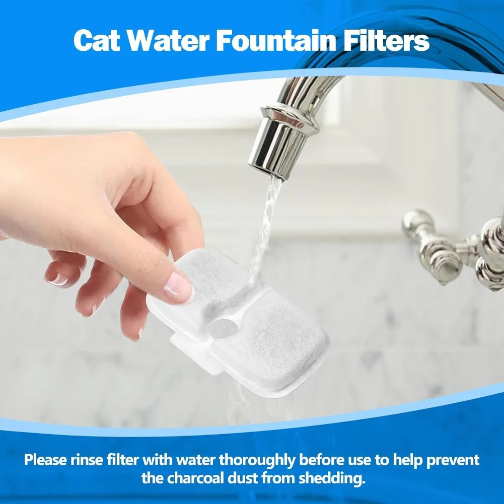 Filtro de fuente de agua para gatos, filtros de repuesto para dispensador de mascotas, sistema de filtración cuádruple, 8 piezas - imagen 4