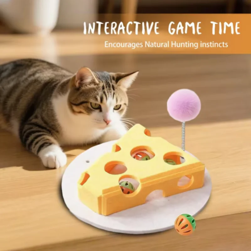 Juguete rompecabezas de fieltro para gatos, caja interactiva hueca para gatos con bola, resistente a los arañazos, juguetes para moler las garras de gato, autoamélioration