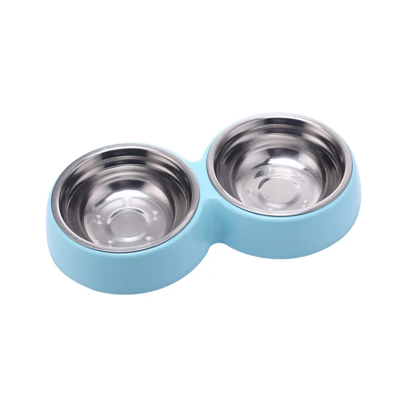 Suministros de alimentación para cachorros y gatitos, cuencos dobles para comida de perro, alimentador de agua de acero inoxidable, plato para beber para mascotas, accesorio para perros pequeños - imagen 3