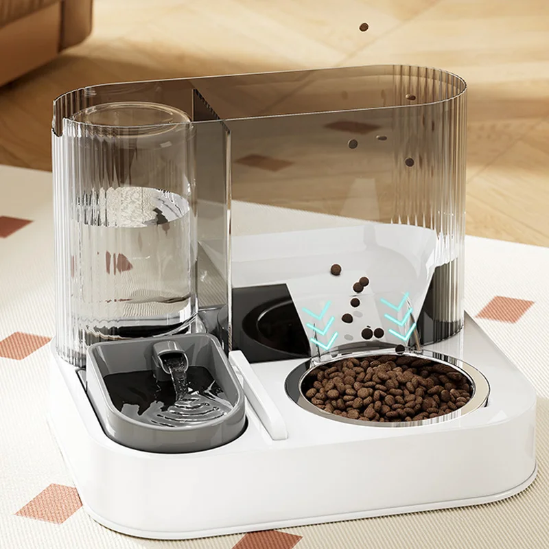 Comedero automático 2 en 1 para gatos, dispensador de agua para mascotas, bebedero para gatos de gran capacidad, recipiente de almacenamiento de alimentos para mascotas, accesorios para gatos - imagen 2