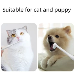 Cepillo de dientes de cabeza redonda para mascotas, elimina el mal aliento, sarro, cuidado de los dientes, cepillo suave, herramienta de limpieza Oral para perros y gatos, suministros de limpieza para mascotas pequeñas