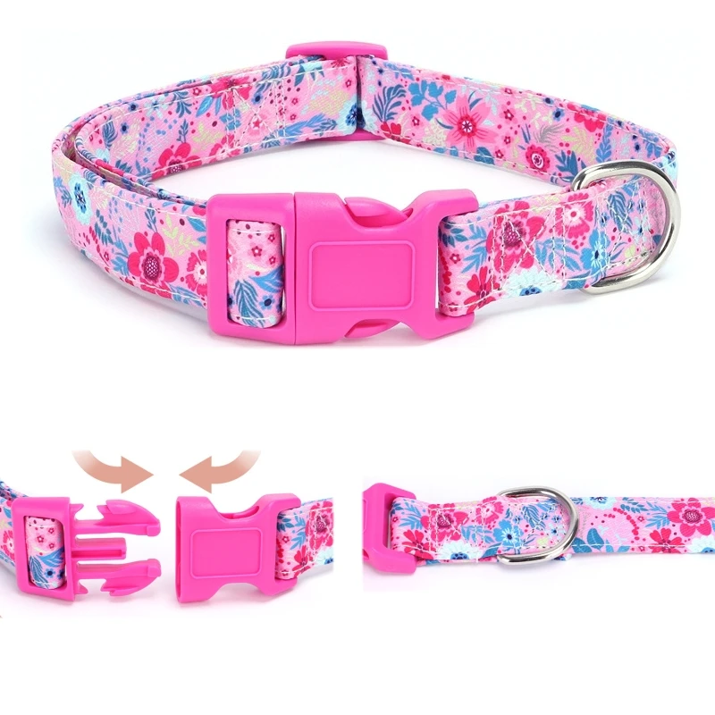 Collar de nailon para perro, Collar ajustable con estampado Floral para cachorro, productos para mascotas para perros pequeños, medianos y grandes, artículo para Chihuahua Bulldog Francés - imagen 5