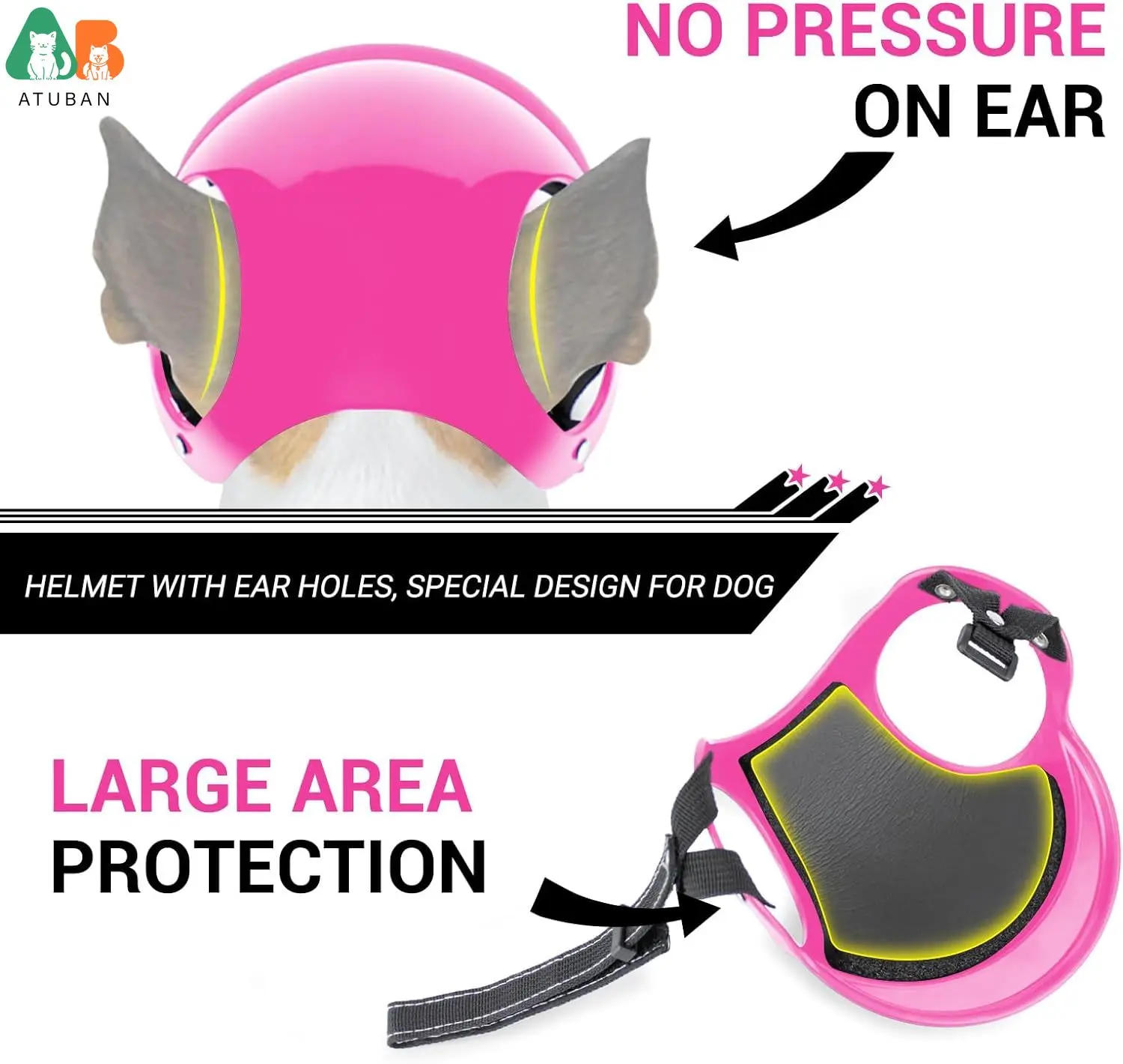 Casco con orificios para las orejas para perros pequeños, sombrero de seguridad para mascotas, correa ajustable, protección de la cabeza para ciclismo al aire libre - imagen 3