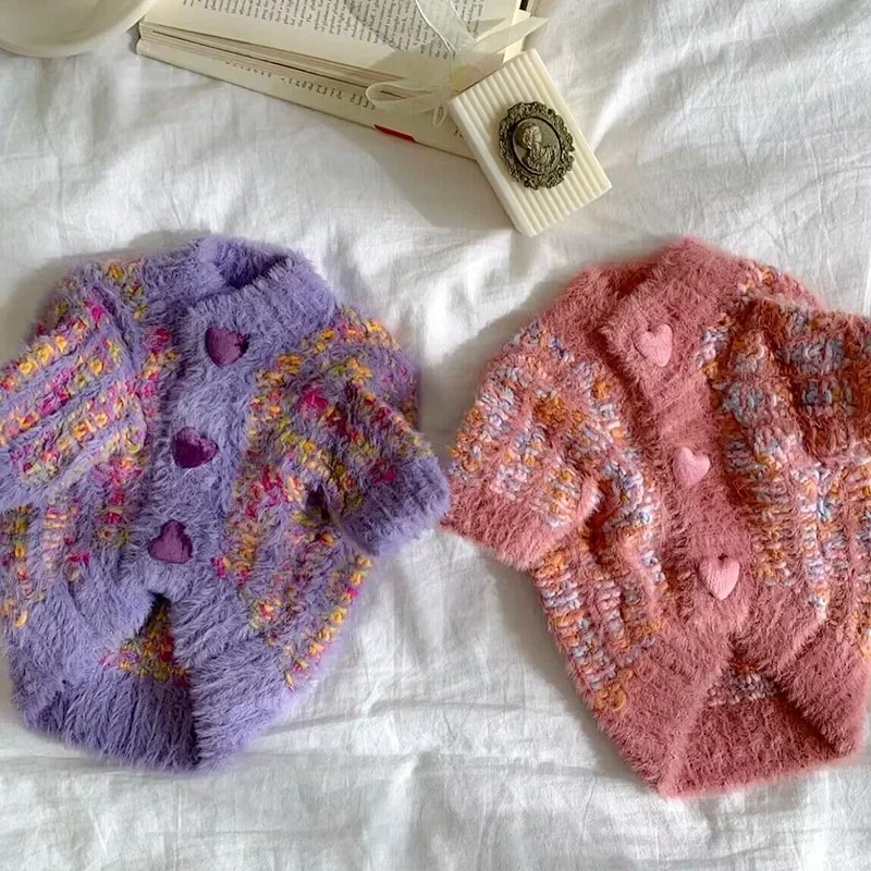 Caliente invierno mascota maltés alta definición tejido invierno Teddy suéter ropa para perros Bichon Frise suave dos patas suéter con botones abiertos - imagen 3