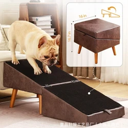 Rampa interior para perros: escaleras y taburetes de madera natural