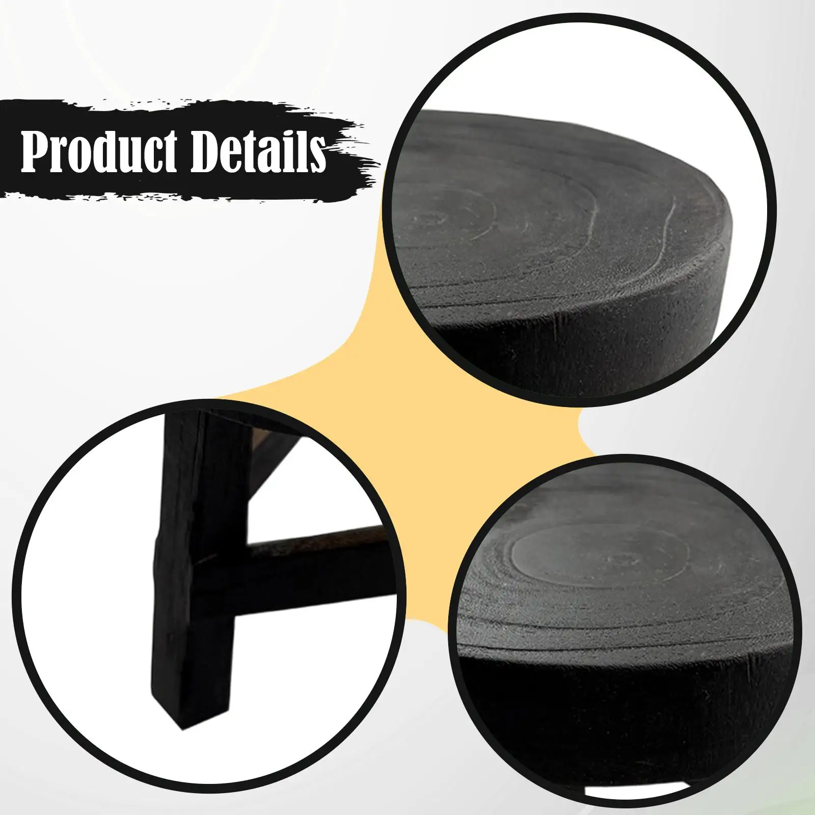 Wooden Plant Stool Decorative Round, Flower Pot Stool Planter Holder, Bonsai Rack for Office Desktop Living Room Home Decoration