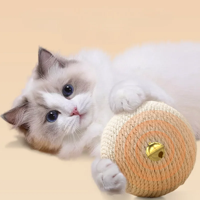 Bolas de Sisal para mascotas, juguetes para gatos, productos interactivos de interior, suministros de molienda de dientes resistentes al masticable, suministros de juego para gatitos, juguete con chirrido - imagen 5