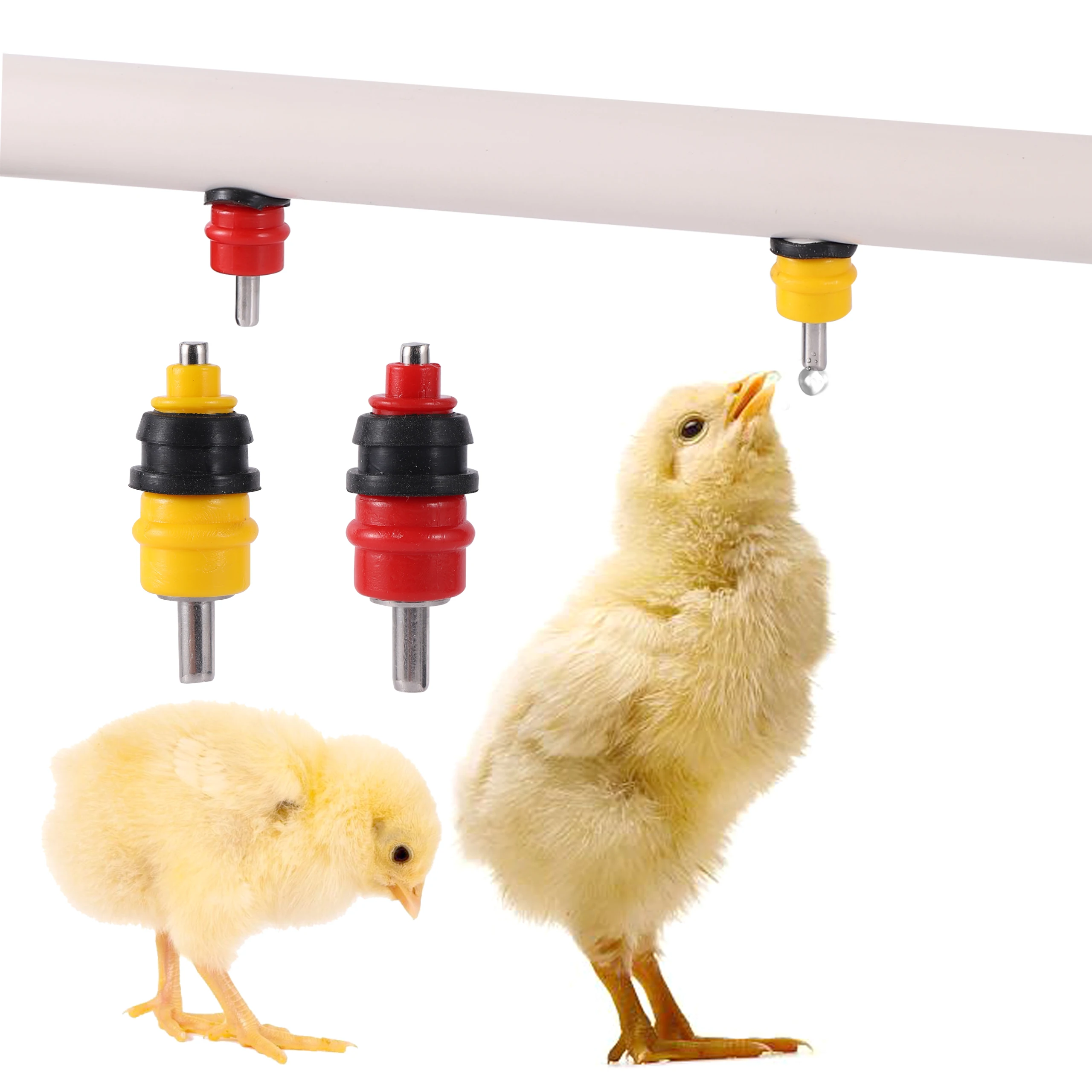 Bebedero para pollos, tetina para pollos, codorniz, palomas, bebedero para pájaros, ángulo de 360, equipo de cría de alimentación automática para aves de corral, 15 Uds. - imagen 4