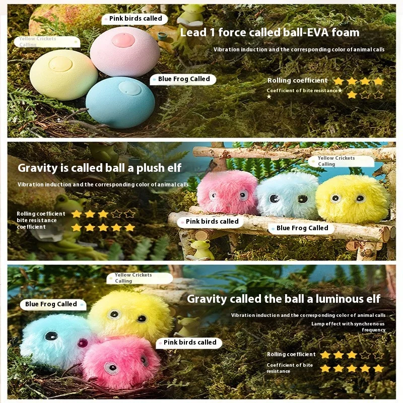 Pelota interactiva, juguetes inteligentes para gatos, juguete de entrenamiento eléctrico de felpa con hierba gatera, producto para mascotas con sonido táctil, pelota de juguete con chirrido - imagen 2