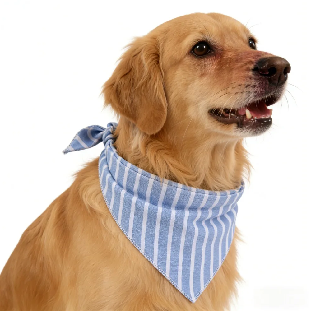 Pañuelo de algodón a rayas azul y blanco para perros y gatos - imagen 2