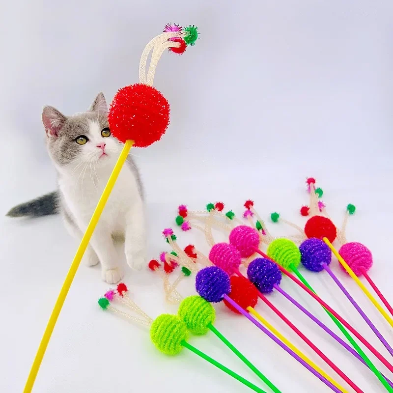 Juguete para gatos, pelota elástica, palo para gatos, juguetes interactivos para gatos, juguetes de tubo con mango largo para gatos, bola de lana para gatitos, rompecabezas para mascotas - imagen 3