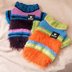 Suéter de punto a rayas para perros de dos patas – base peluche otoño