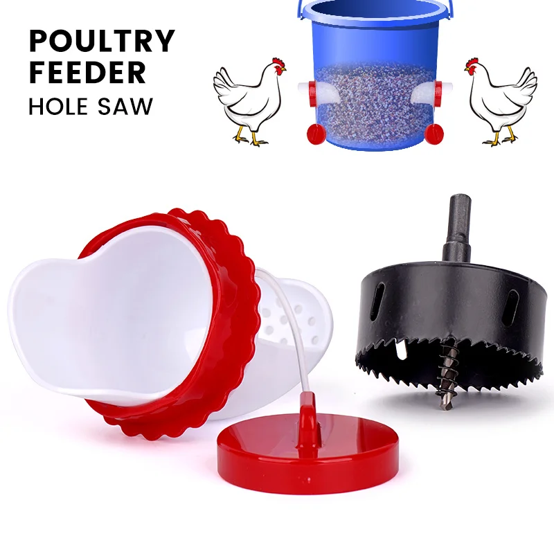 Comedero profesional para aves de corral, Kit de alimentación por gravedad, a prueba de lluvia, Cubo de alimentación automático para pollos y patos