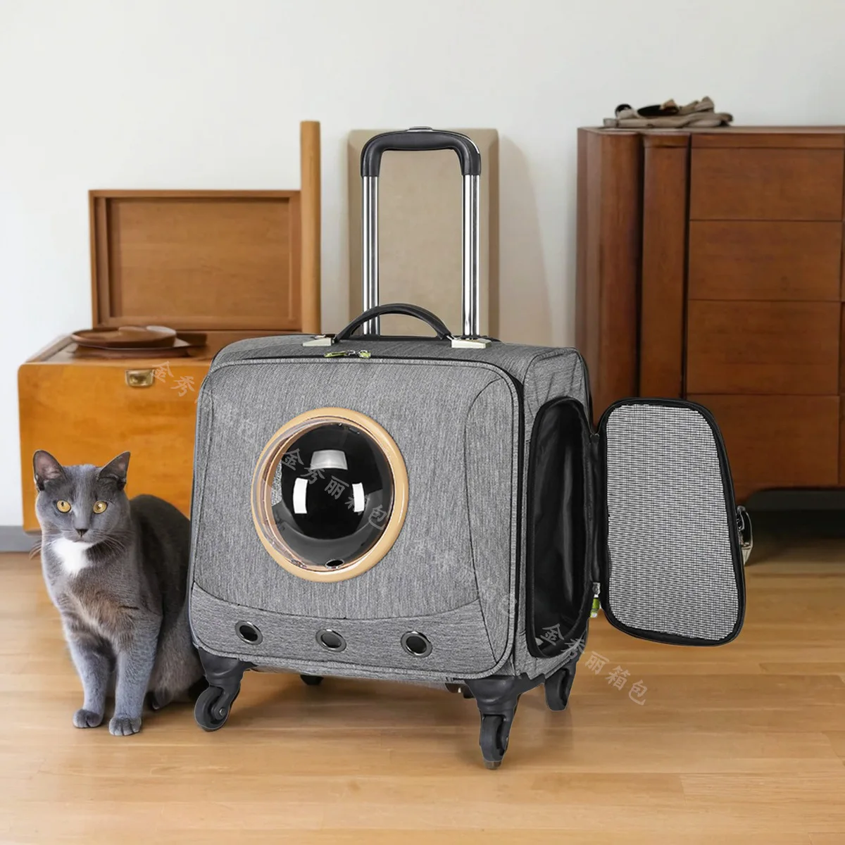 Transportín con ruedas para gatos bolsa transpirable de gran capacidad - imagen 5